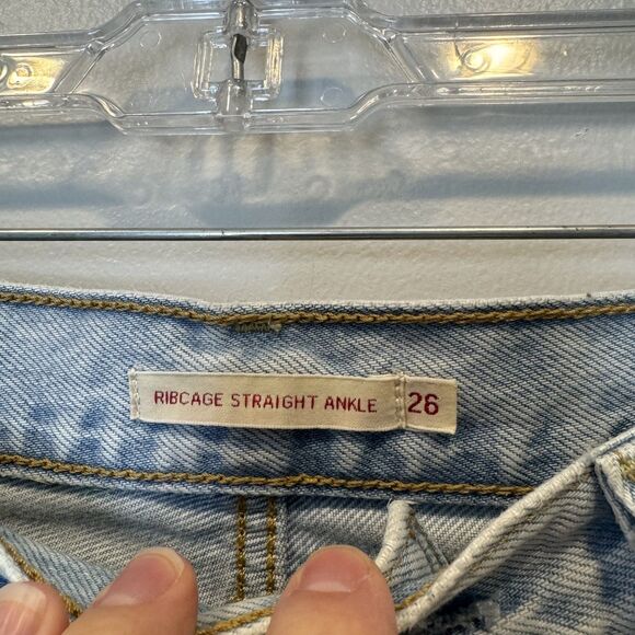 Levi's Ribcage Straight Ankle Jeans Light Wash Denim 100% Cotton Women sz 26 - Picture 3 of 11
